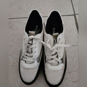 Michael Kors White Leather & Mesh Sneakers